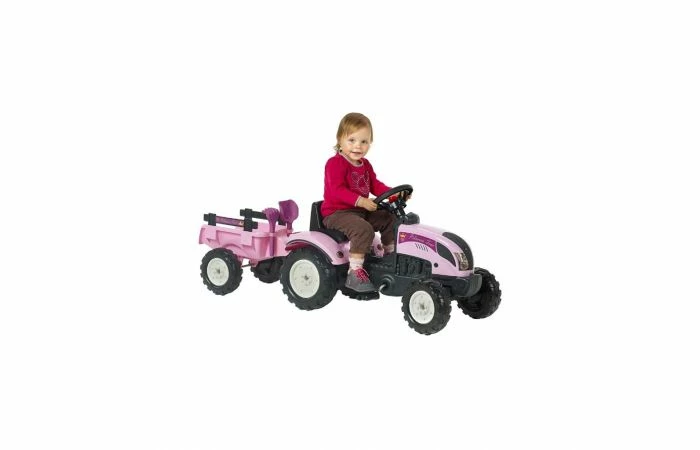 Falk Traptractor Princess Trac Roze Met Aanhanger