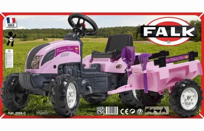 Falk Traptractor Princess Trac Roze Met Aanhanger - Afbeelding 2