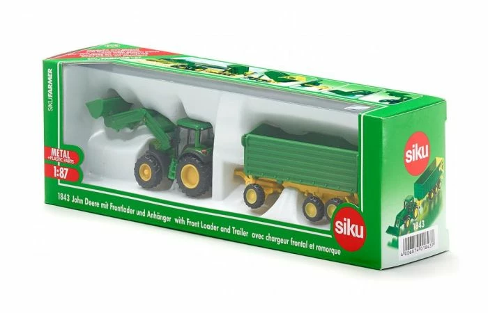 Siku 1843 John Deere Met Voorlader En Trailer 1:87 - Afbeelding 2