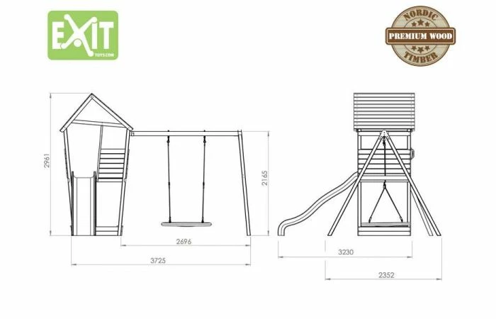 EXIT Aksent Speeltoren Met Aanbouwschommel (nestschommel) - Afbeelding 3
