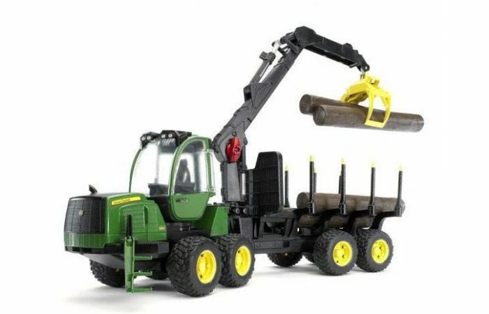 Bruder 2133 John Deere 1210E Bosbouw Tractor Met Vier Boomstammen - Afbeelding 2