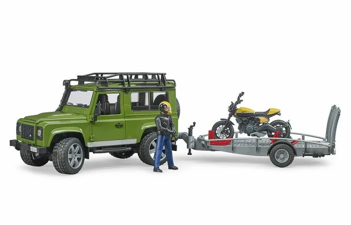 Bruder 2589 Land Rover Defender, Trailer + Scrambler Ducati Full Throttle - Afbeelding 5