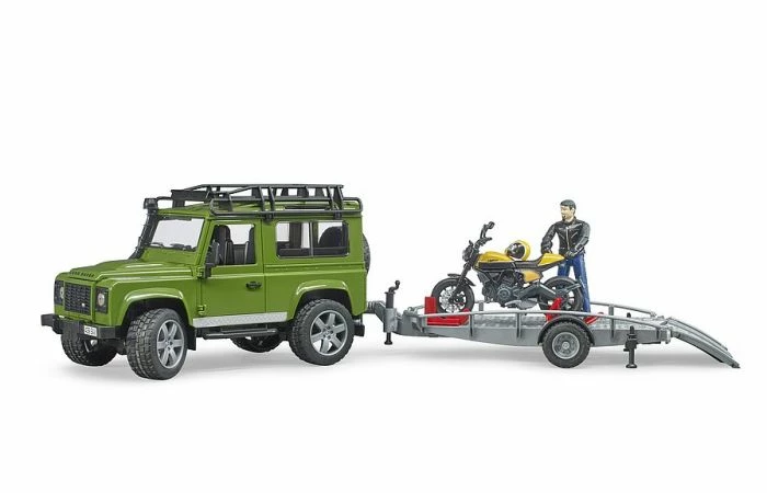 Bruder 2589 Land Rover Defender, Trailer + Scrambler Ducati Full Throttle - Afbeelding 3