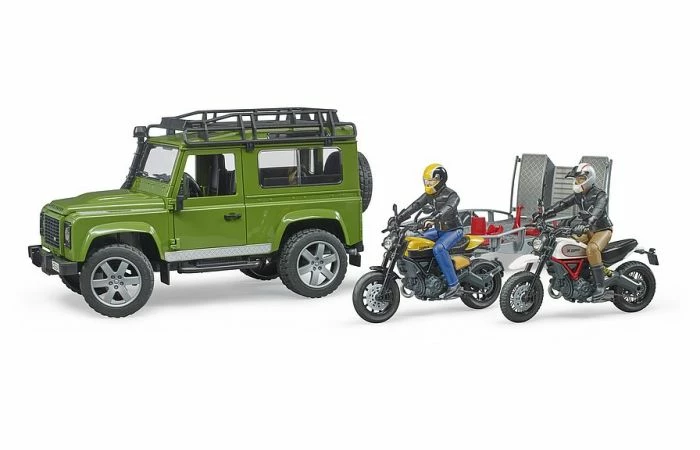 Bruder 2589 Land Rover Defender, Trailer + Scrambler Ducati Full Throttle - Afbeelding 4